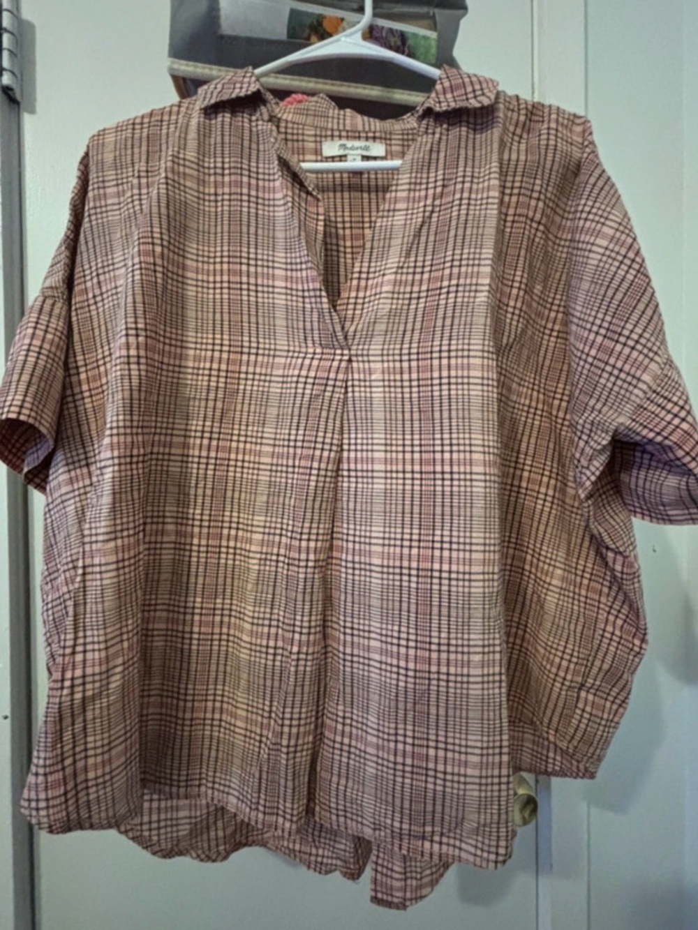 Madewell Pink Plaid Button-Up Shirt